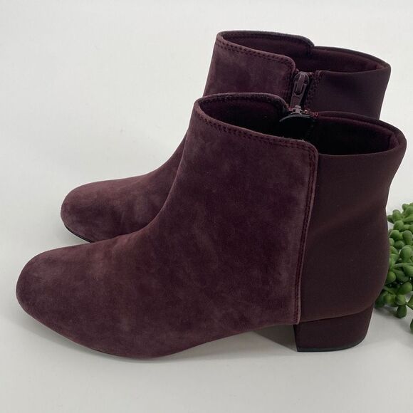 Clarks Collection Comfort Boots Side Zip Chartli Valley Burgundy Bordeaux size 8 - Picture 3 of 10